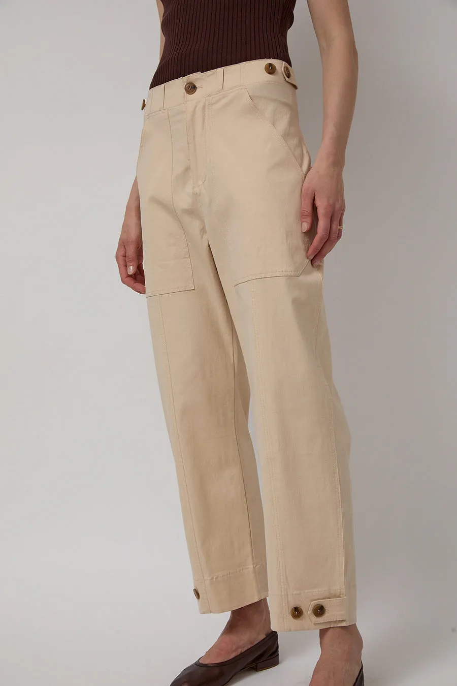 Mijeong Park Cropped Workwear Pants in Light Beige sold by No. 6 product image thumbnail 5