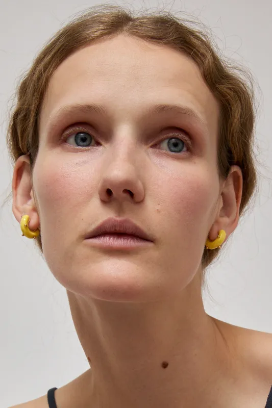 Hannayoo Works Mini Moons Earrings in Butter Yellow sold by No. 6