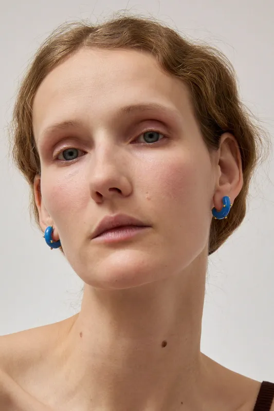 Hannayoo Works Mini Moons Earrings in Bright Blue sold by No. 6