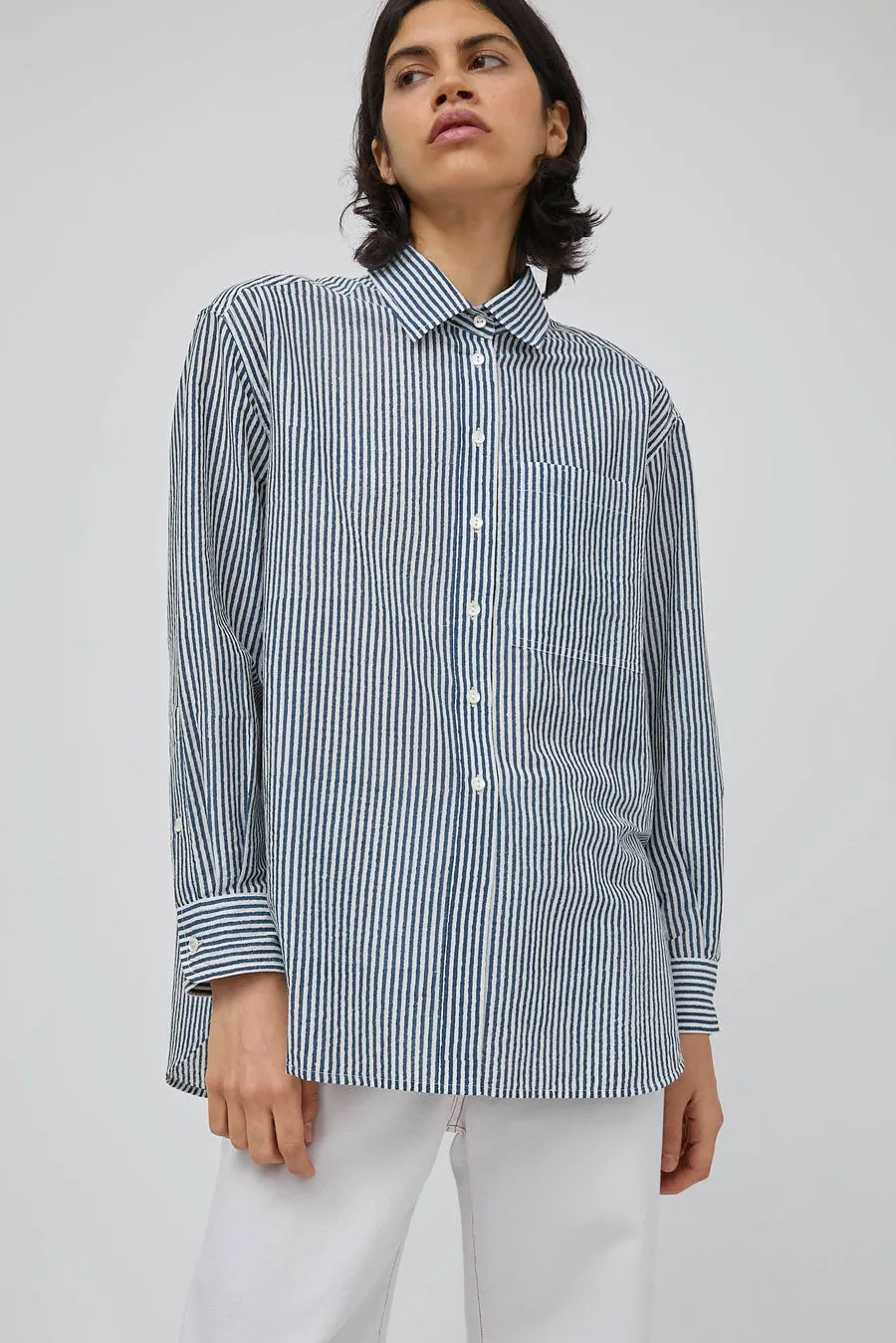 NYMANE Chris Shirt in Featherweight Stripe sold by No. 6