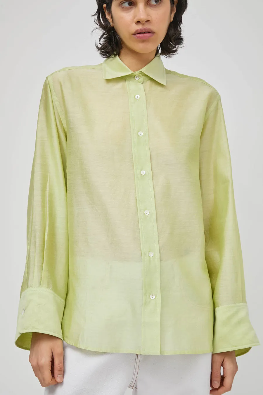 NYMANE Hutton Shirt in Lime sold by No. 6