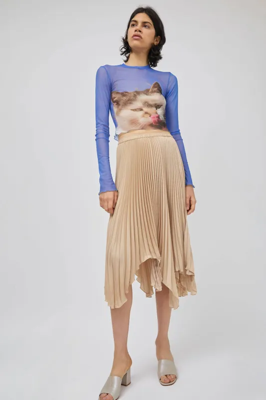 Marios Hop Pleated Skirt in Beige sold by No. 6