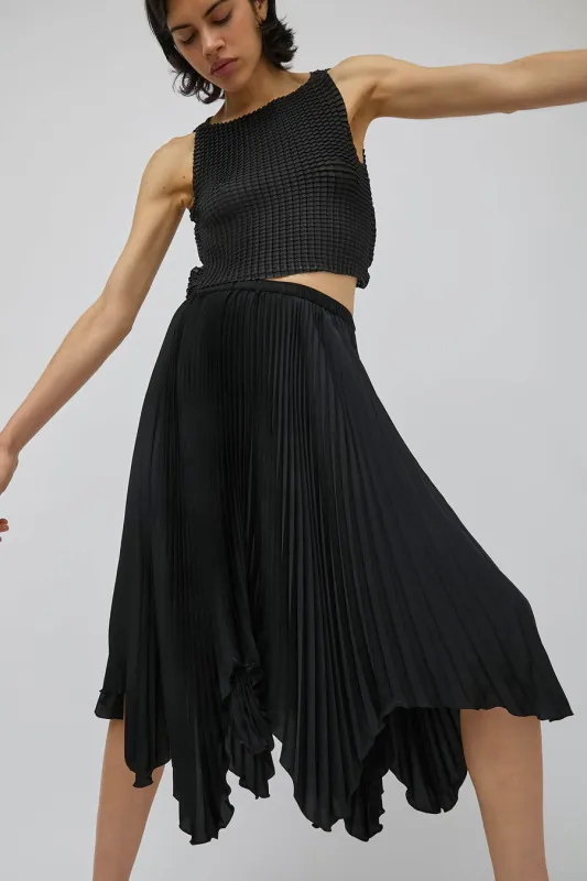 Marios Hop Pleated Skirt in Black sold by No. 6