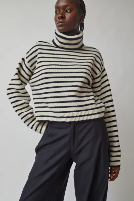 Blossom Fine Stripe Knit in Ivory and Navy sold by No. 6
