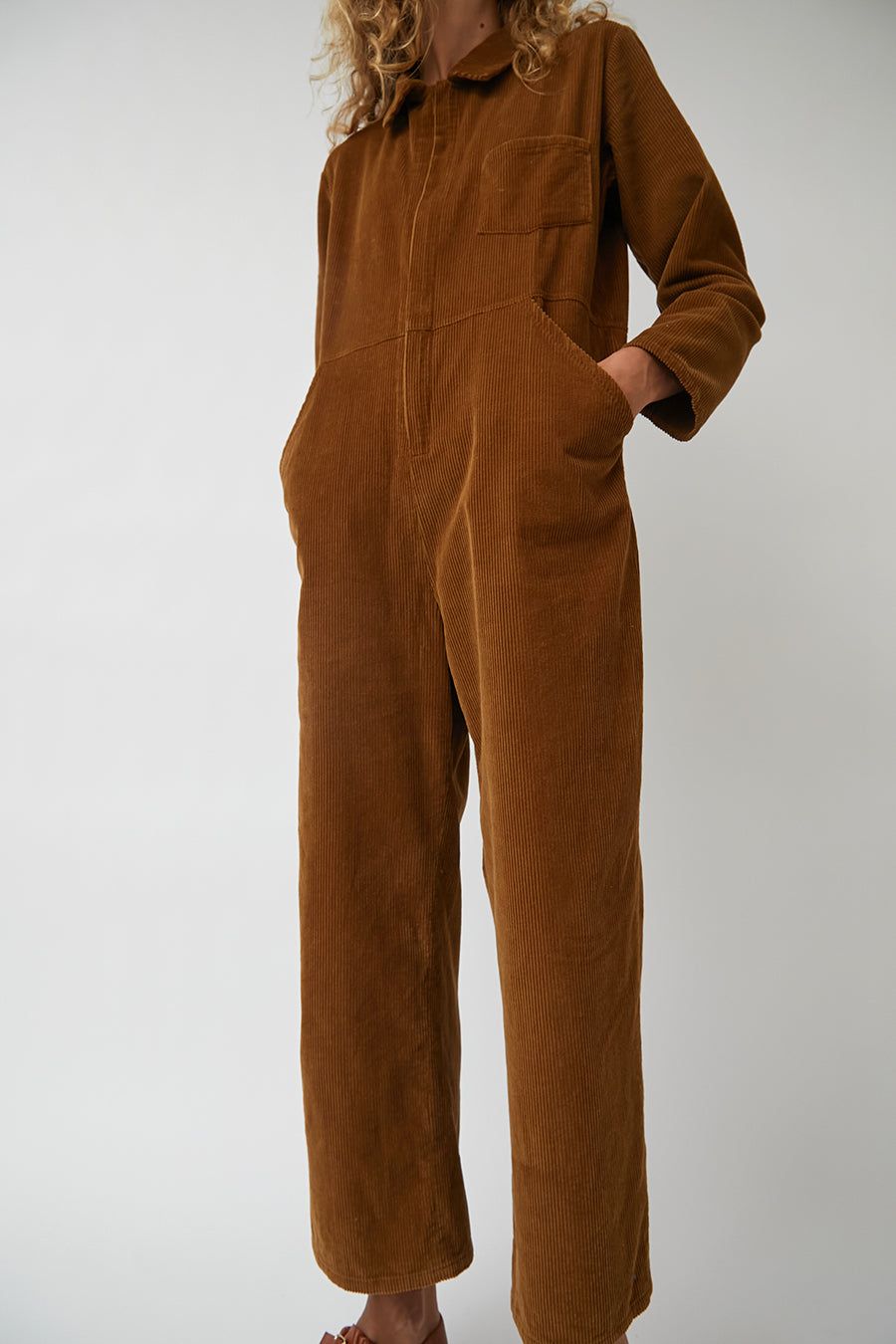 No.6 Marlon Jumpsuit in Tan Corduroy sold by No. 6