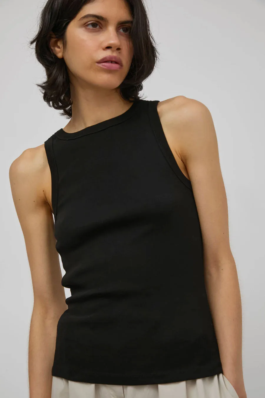 St. Agni Organic Cotton Bateau Tank in Jet Black sold by No. 6