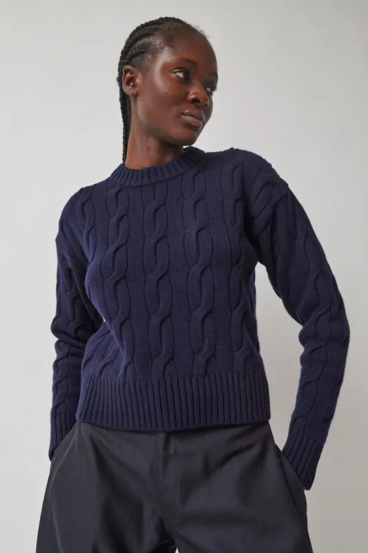 Blossom Lass Cable Knit in Navy made by No. 6