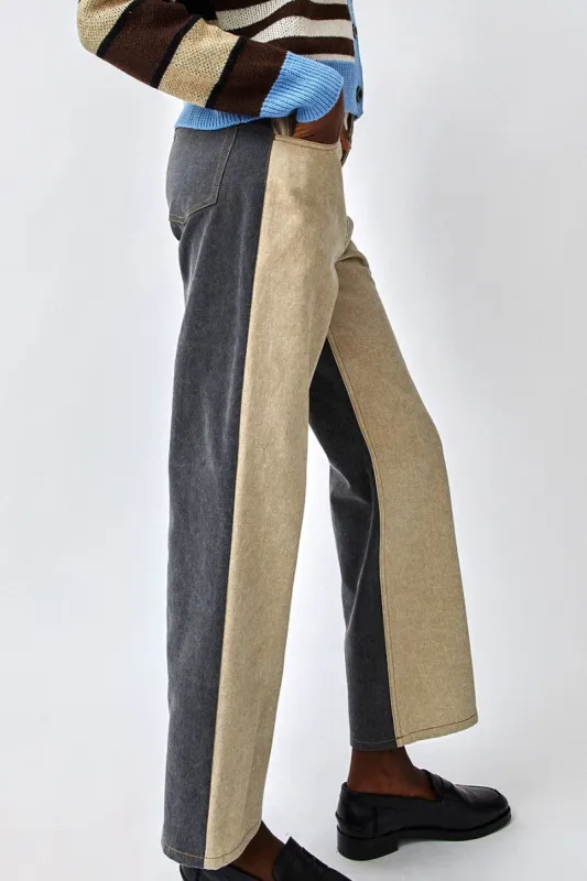 No.6 Agatha Pant in Bone and Smoke made by No. 6