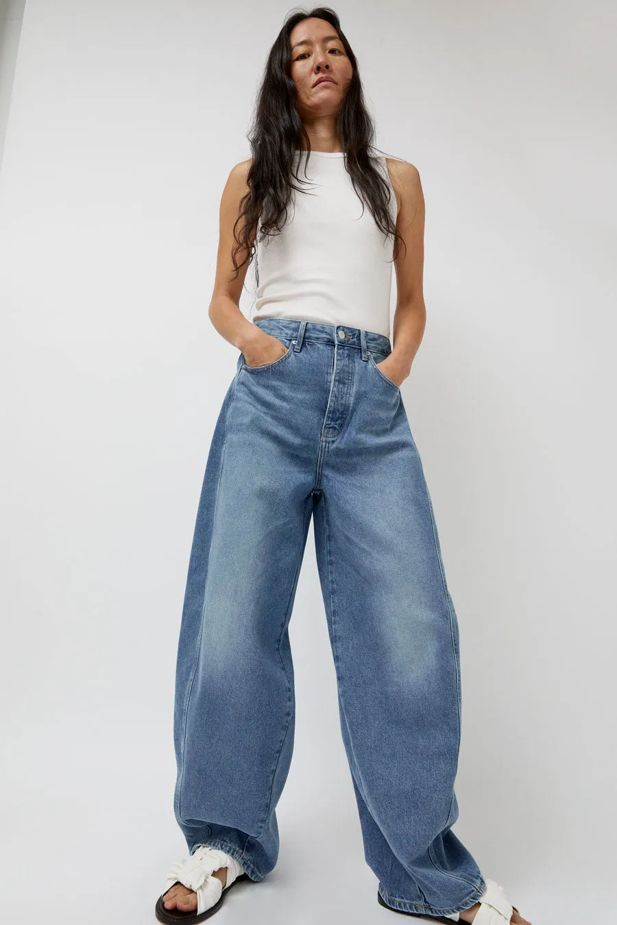 St. Agni Mid Rise Balloon Jeans in 90s Blue sold by No. 6