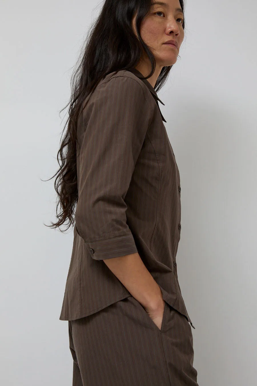 Amomento Stripe Half Sleeve Shirt in Brown sold by No. 6 product image thumbnail 4