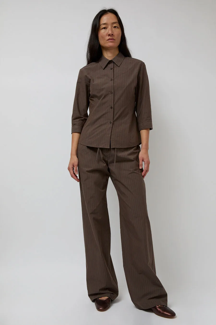 Amomento Stripe Banding Pants in Brown sold by No. 6