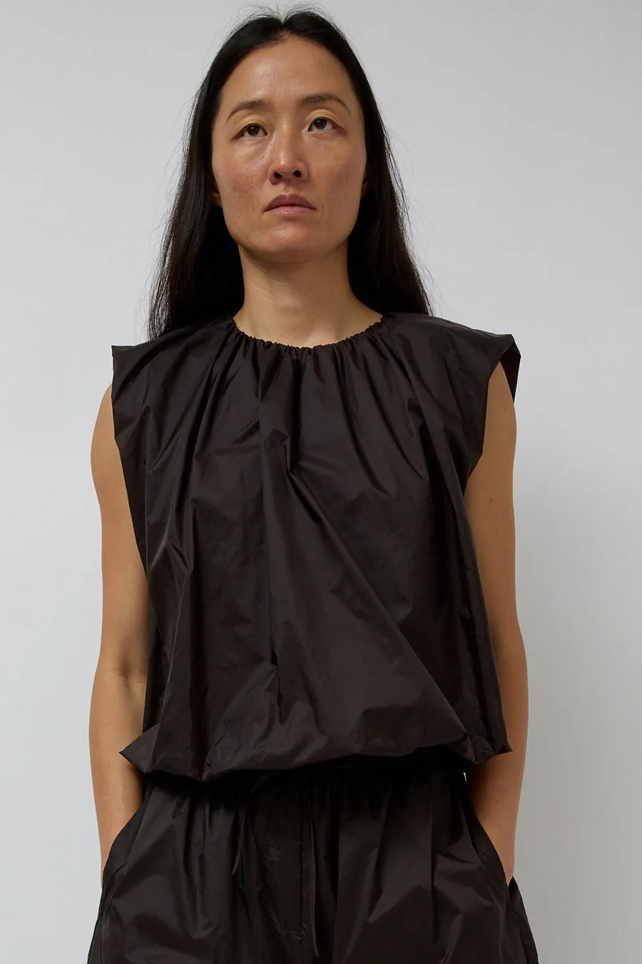 Amomento Nylon Volume Shirring Top in Dark Brown sold by No. 6 product image thumbnail 3