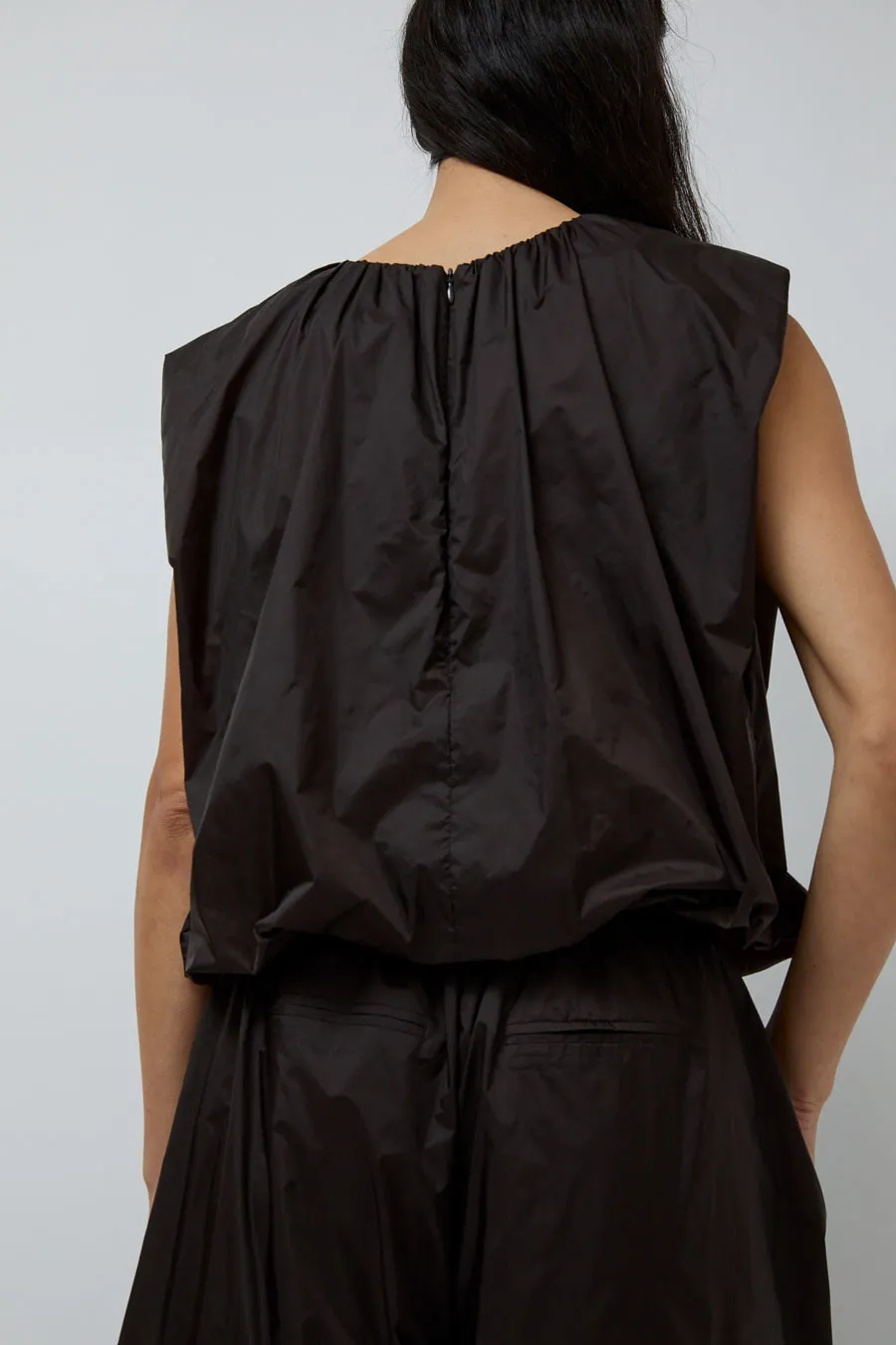Amomento Nylon Volume Shirring Top in Dark Brown sold by No. 6 product image thumbnail 4