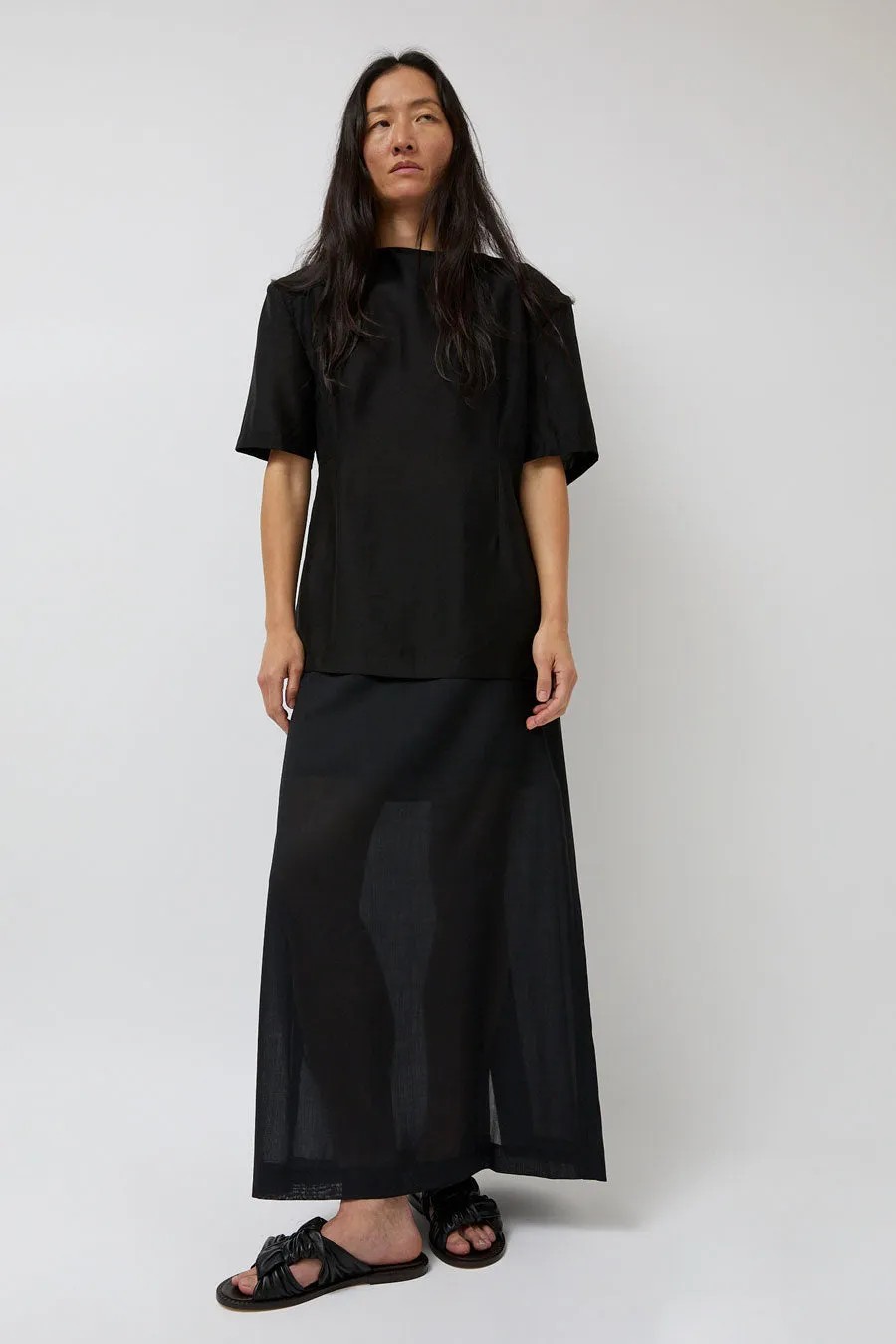 Amomento Sheer Maxi Long Skirt in Black sold by No. 6