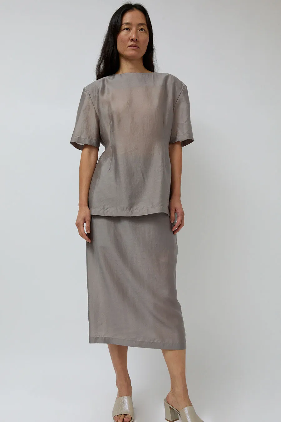 Amomento Silky Midi Skirt in Grey sold by No. 6
