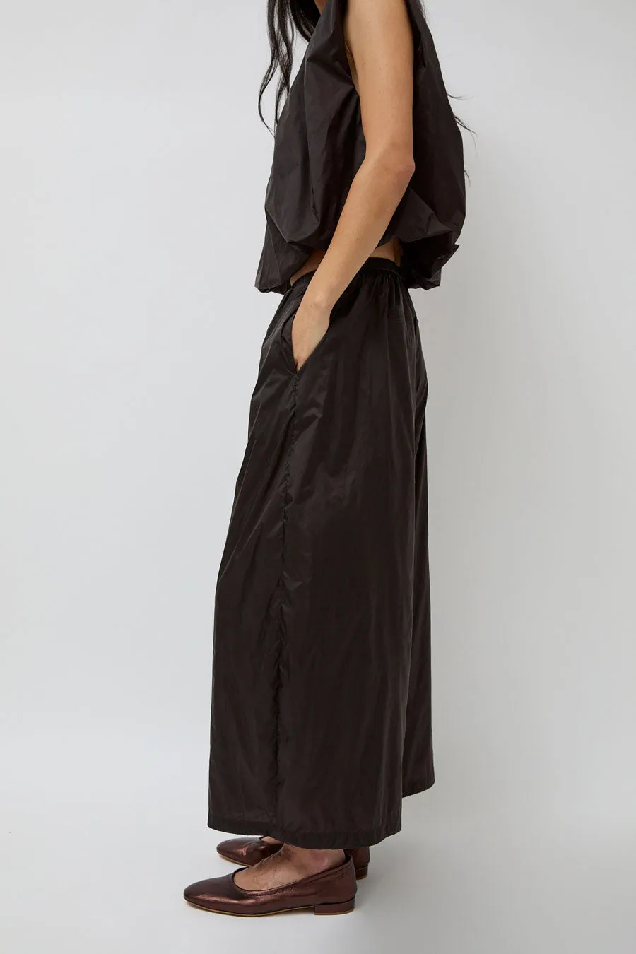 Amomento Nylon Shirring Pants in Dark Brown sold by No. 6 product image thumbnail 5