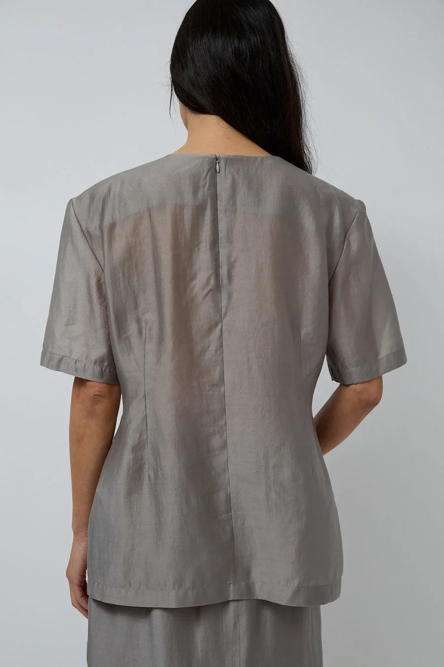 Amomento Silk Oversized Half Shirt in Grey sold by No. 6 product image thumbnail 3