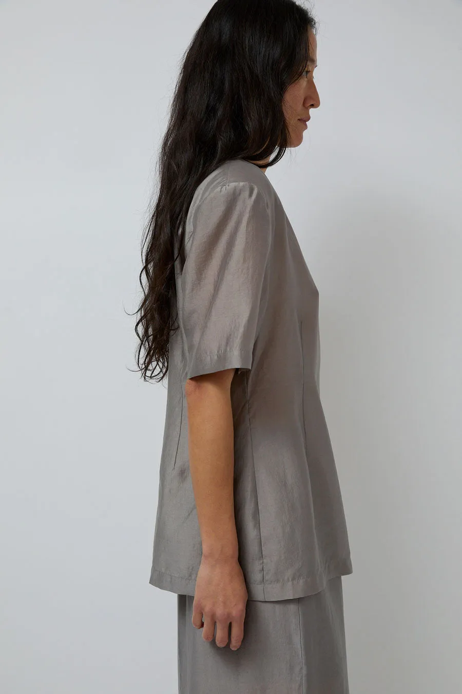 Amomento Silk Oversized Half Shirt in Grey sold by No. 6 product image thumbnail 2