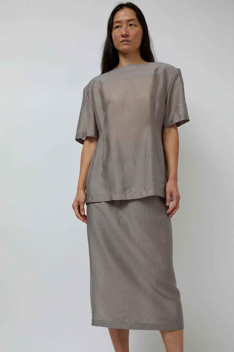 Amomento Silk Oversized Half Shirt in Grey sold by No. 6 product image thumbnail 5