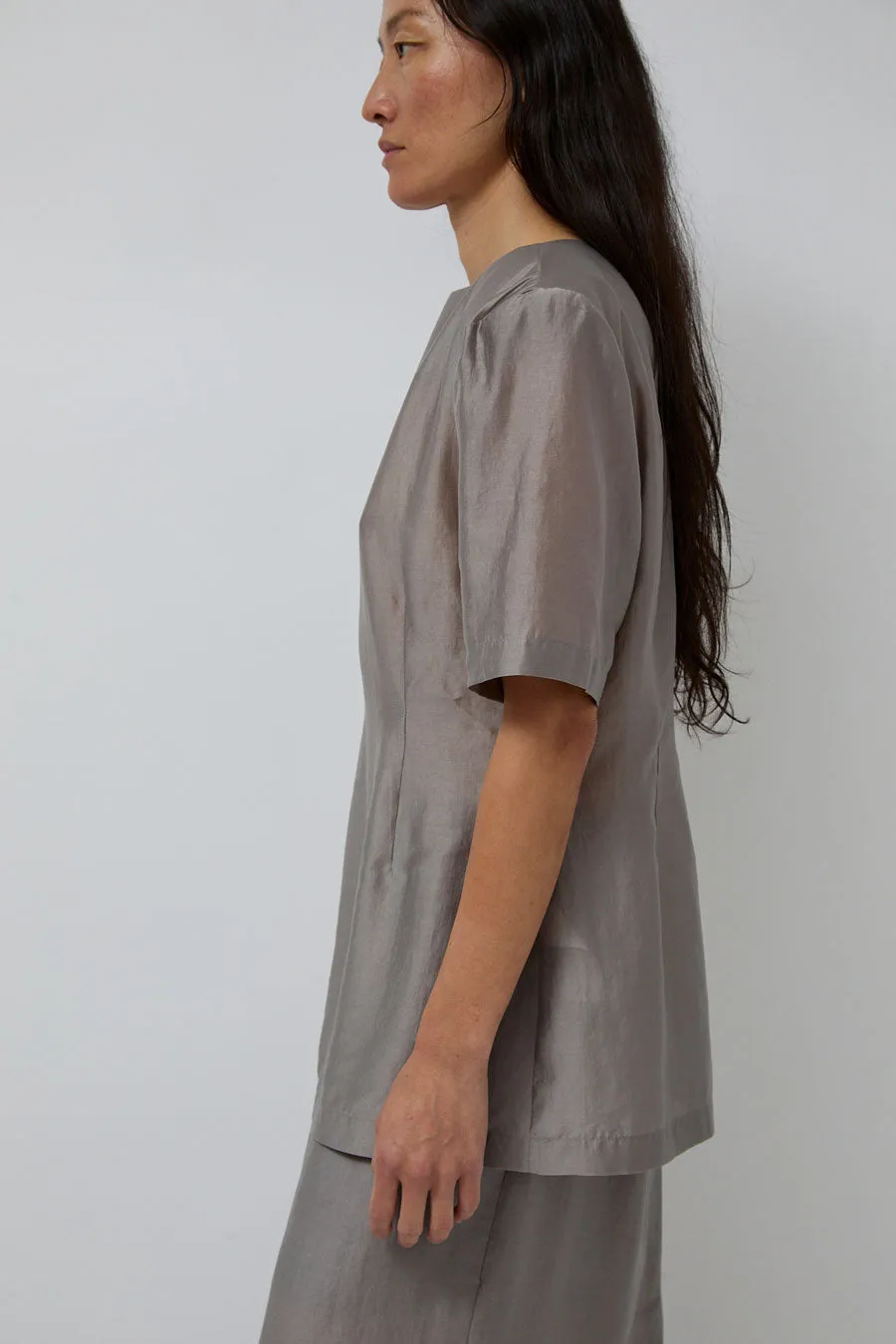 Amomento Silk Oversized Half Shirt in Grey sold by No. 6 product image thumbnail 4