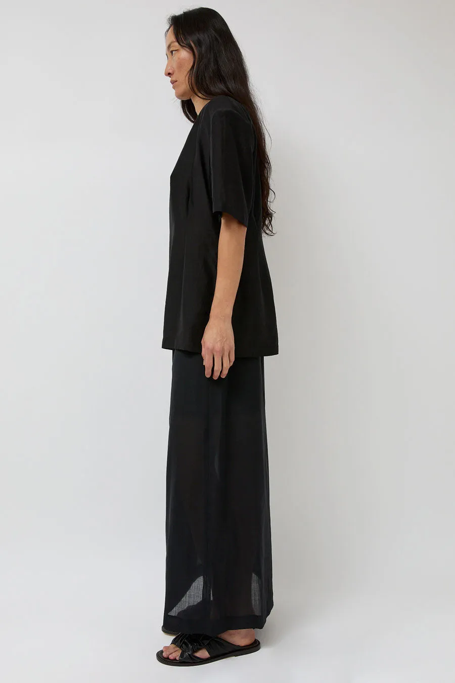Amomento Silk Oversized Half Shirt in Black sold by No. 6 product image thumbnail 5