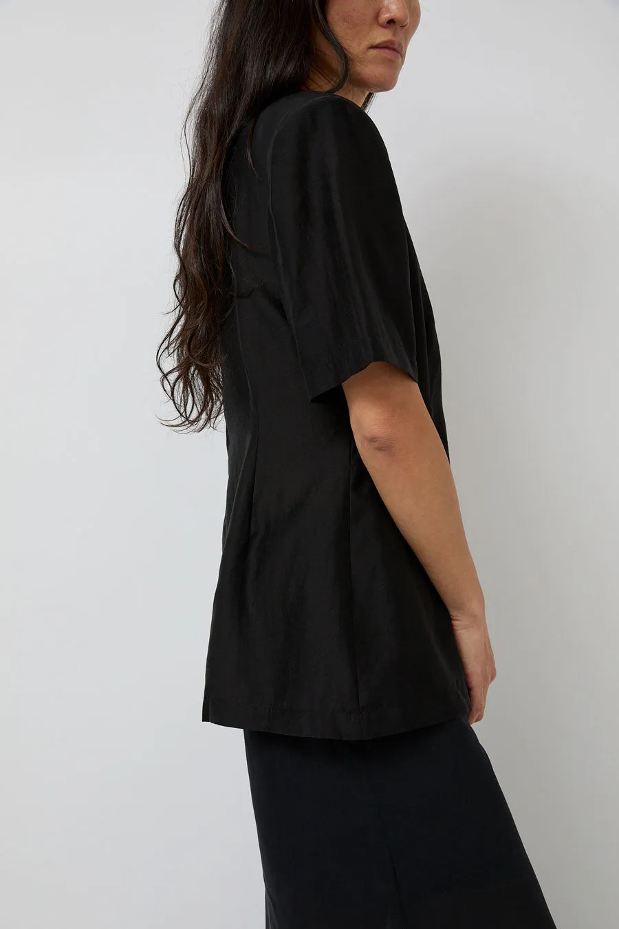 Amomento Silk Oversized Half Shirt in Black sold by No. 6 product image thumbnail 2