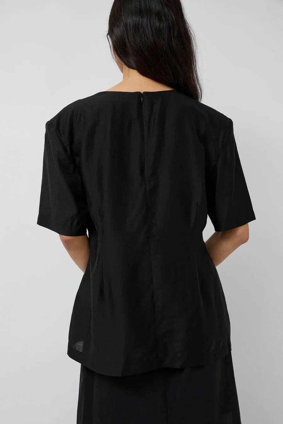 Amomento Silk Oversized Half Shirt in Black sold by No. 6 product image thumbnail 3
