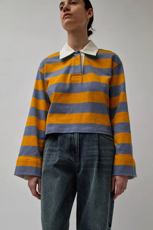 Lucky Marché Contrast Collar Striped T-Shirt in Orange made by No. 6