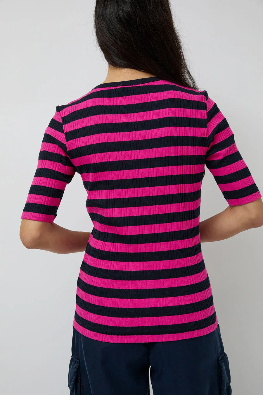 YMC Charlotte Short Sleeve Top in Pink and Navy sold by No. 6 product image thumbnail 4