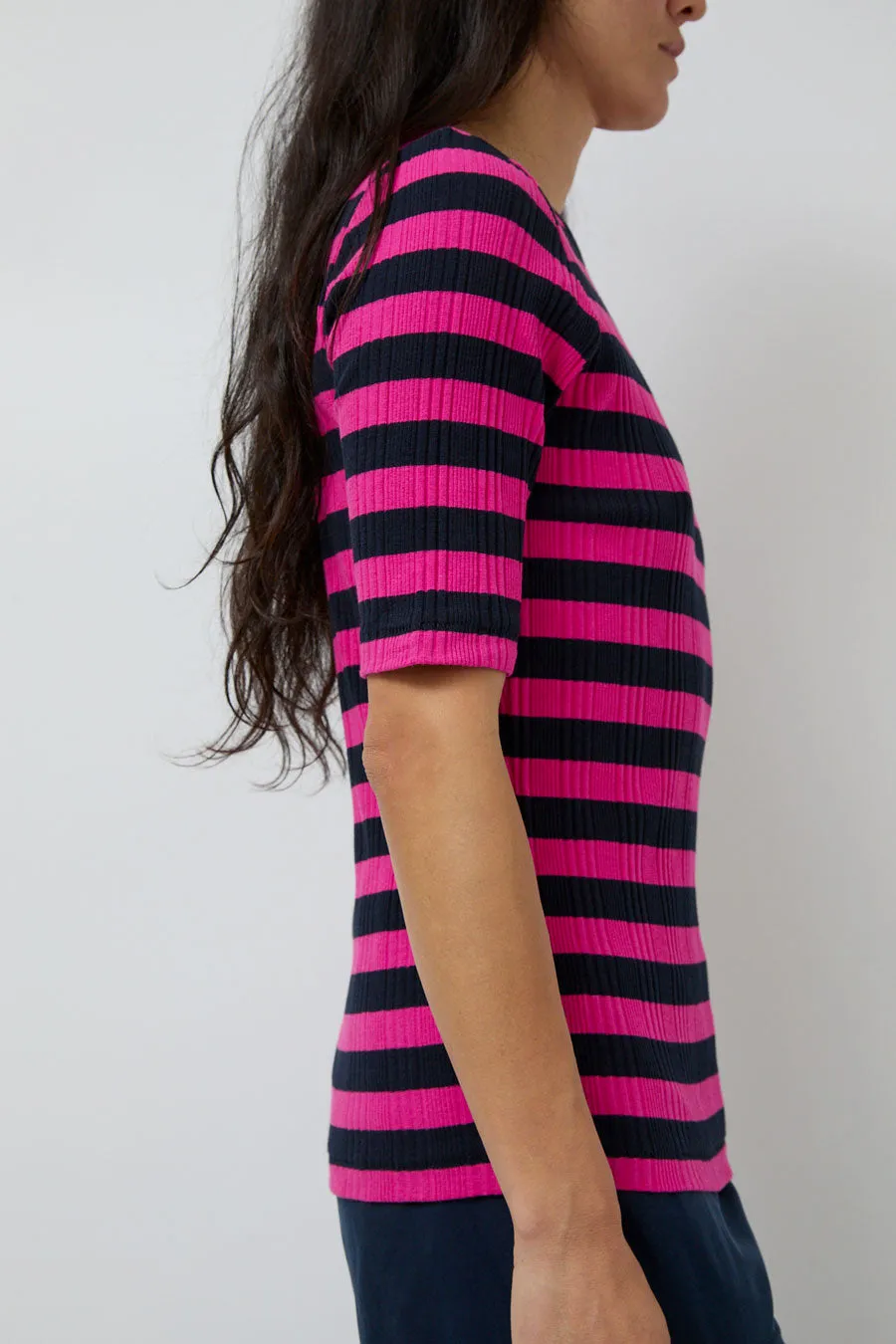 YMC Charlotte Short Sleeve Top in Pink and Navy sold by No. 6 product image thumbnail 2