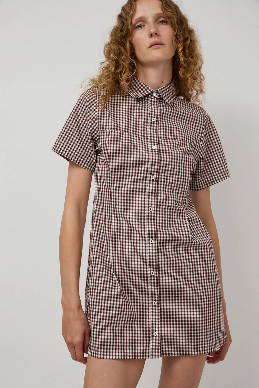 A Bronze Age Sloan Dress in Brown Gingham sold by No. 6