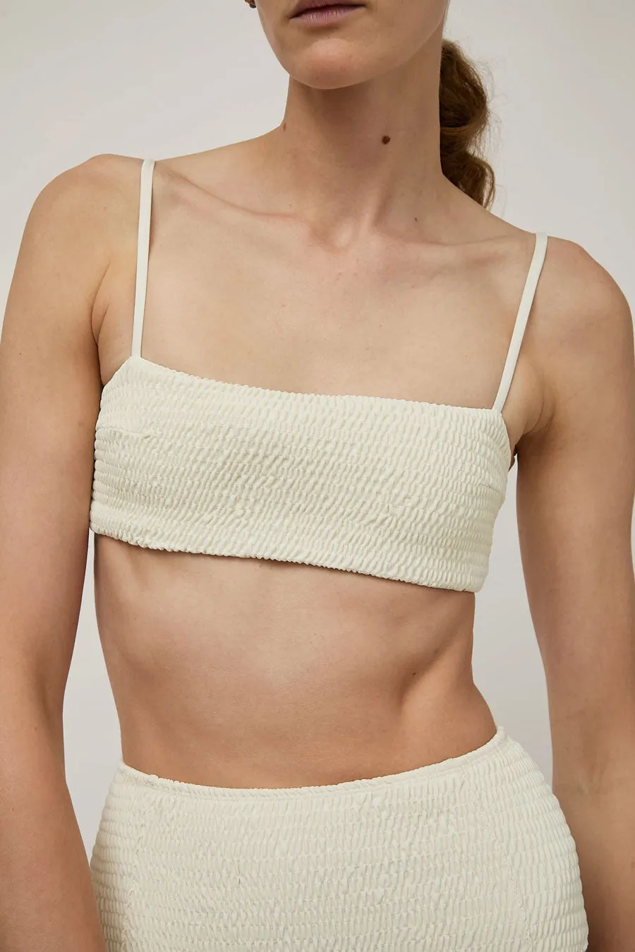 Hakea Jardin Bandeau Top in Cream Shirred sold by No. 6