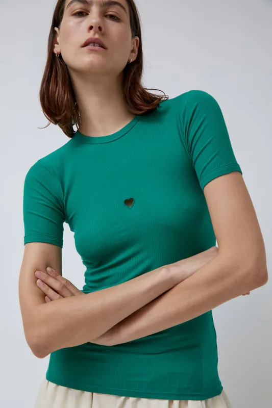 Baserange Heart Tee Shirt in Mira Green sold by No. 6