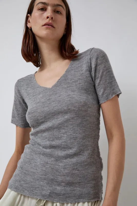 Guðrun & Guðrun Barbara V Neck T-Shirt in Grey made by No. 6