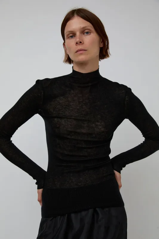 6397 Rib Mock Neck in Black sold by No. 6