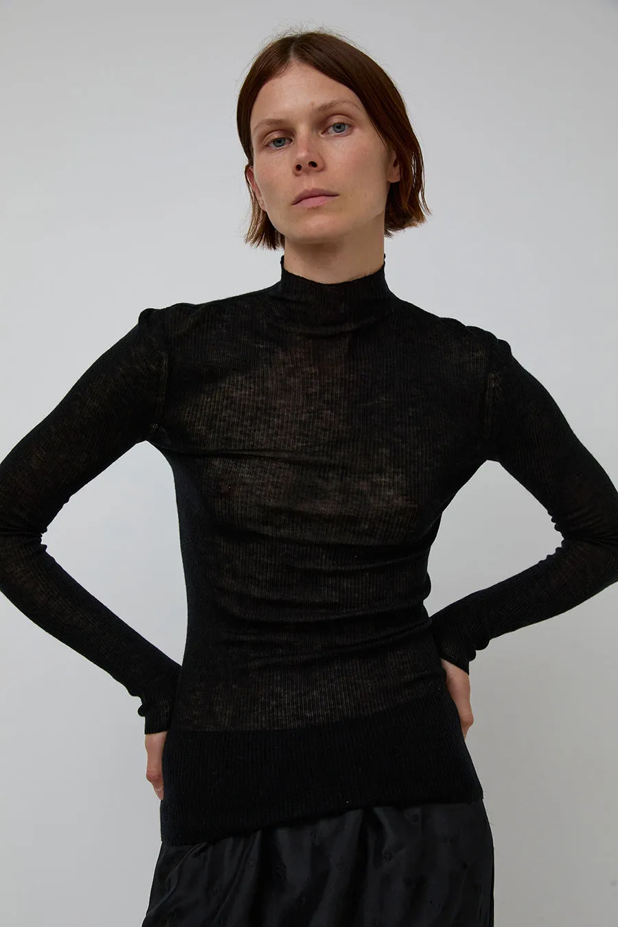 6397 Rib Mock Neck in Black sold by No. 6