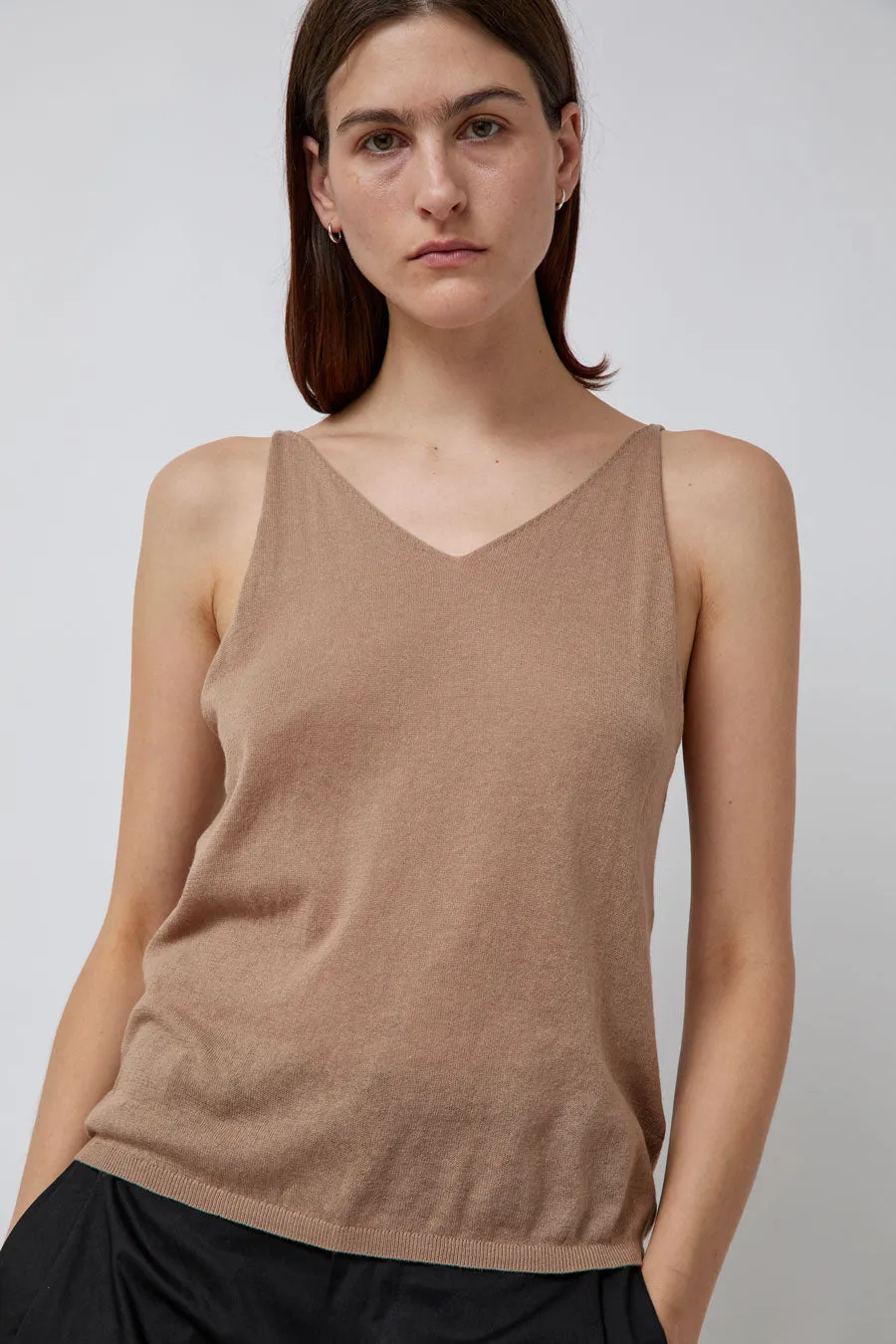Deiji Studios Rolled Knit Top in Light Brown sold by No. 6