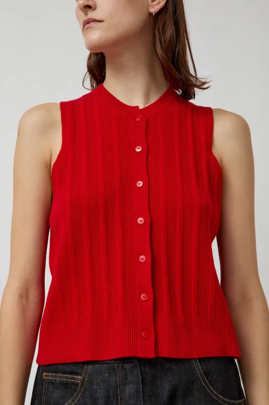 CORDERA Merino Wool Ribbed Waistcoat in Red sold by No. 6