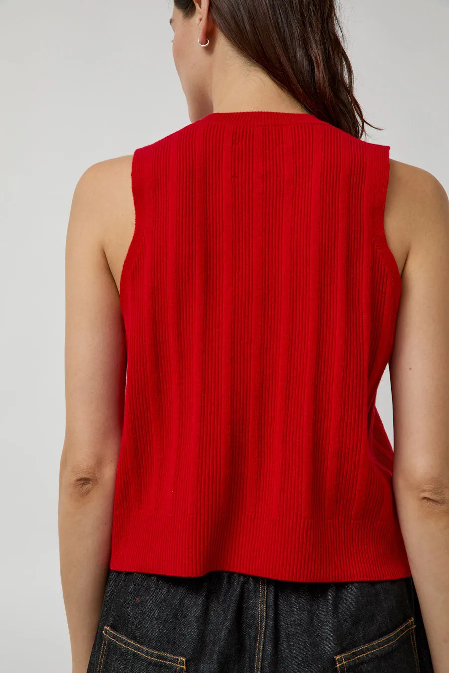 CORDERA Merino Wool Ribbed Waistcoat in Red sold by No. 6 product image thumbnail 4