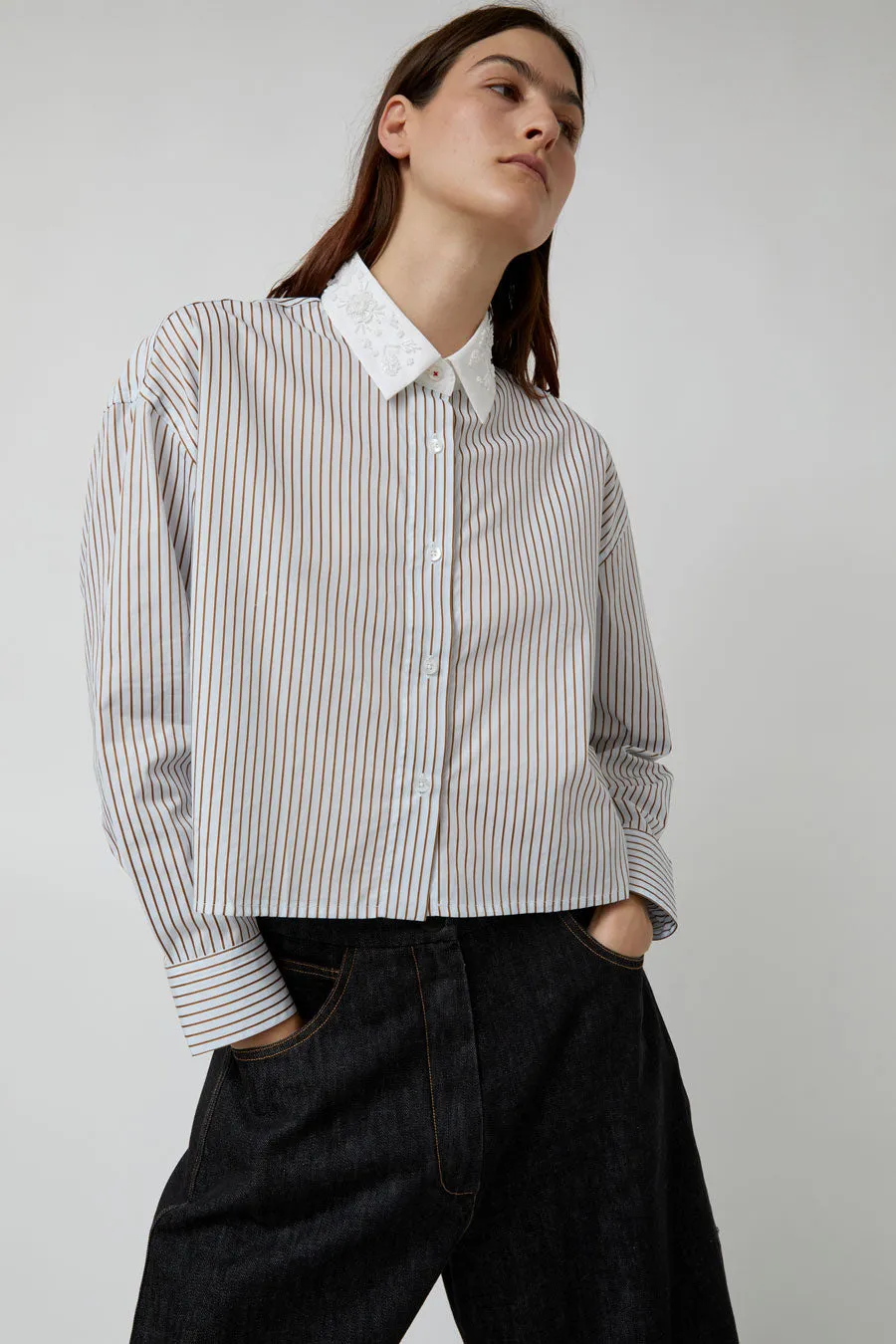 CORDERA Embellished Striped Shirt in Stripe sold by No. 6