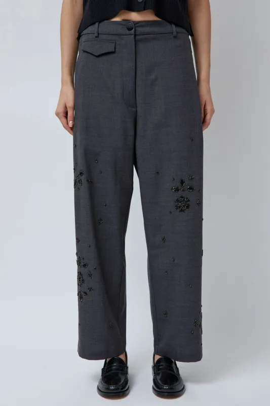 CORDERA Embellished Tailoring Pants in Grey sold by No. 6