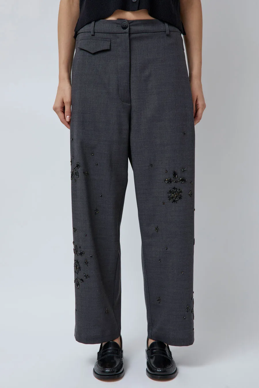 CORDERA Embellished Tailoring Pants in Grey sold by No. 6