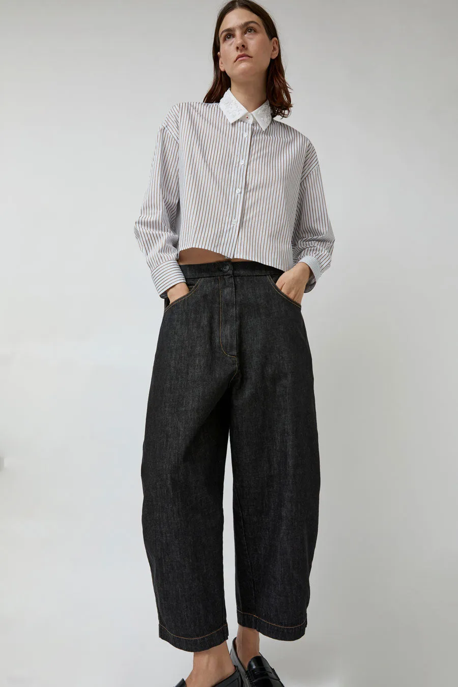 CORDERA Denim Curved Pants in Black sold by No. 6