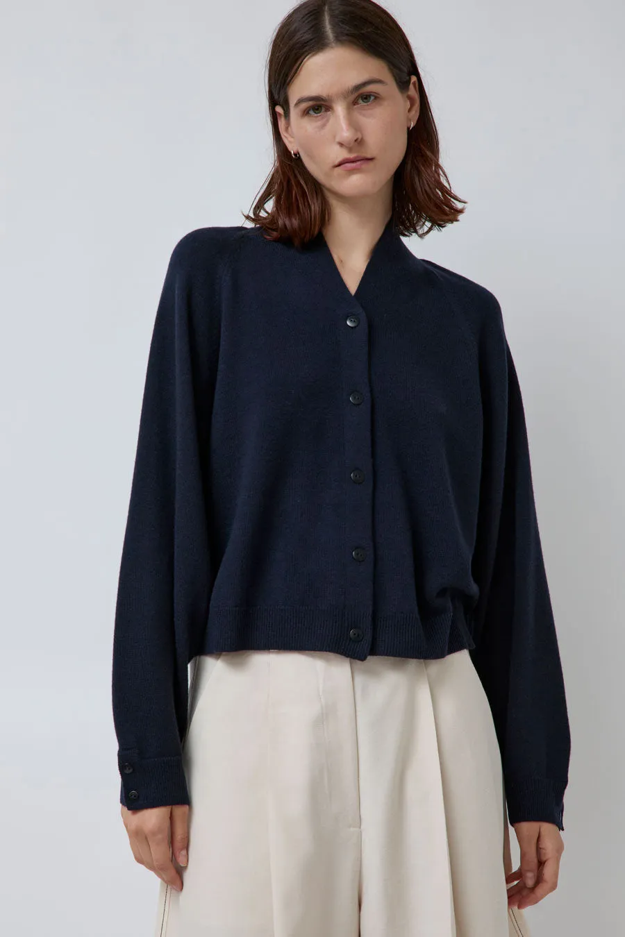 CORDERA Merino Wool Cardigan in Navy sold by No. 6