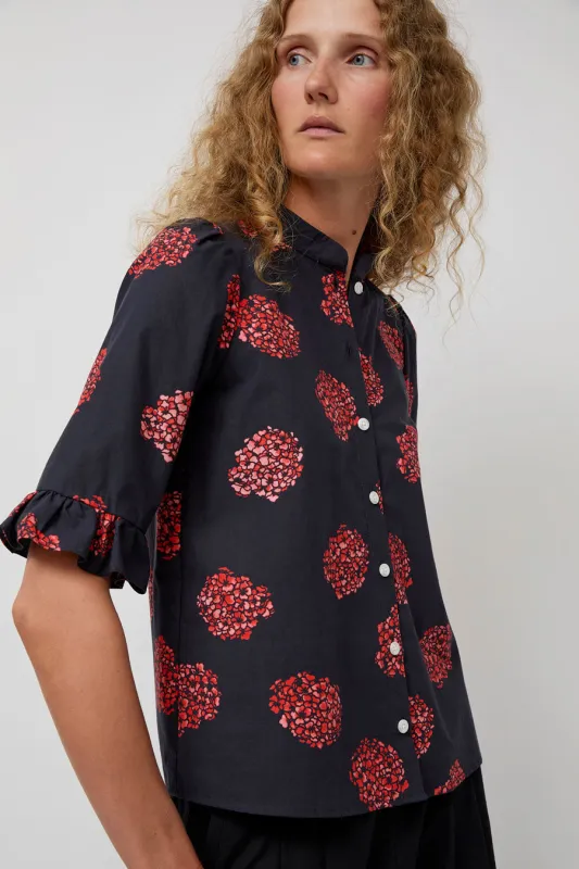 No.6 Zoey Blouse in Black and Red Hydrangea made by No. 6