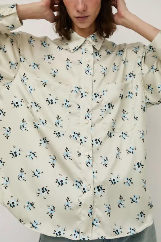 No.6 Lake Shirt in Cream and Blue Ditsy sold by No. 6