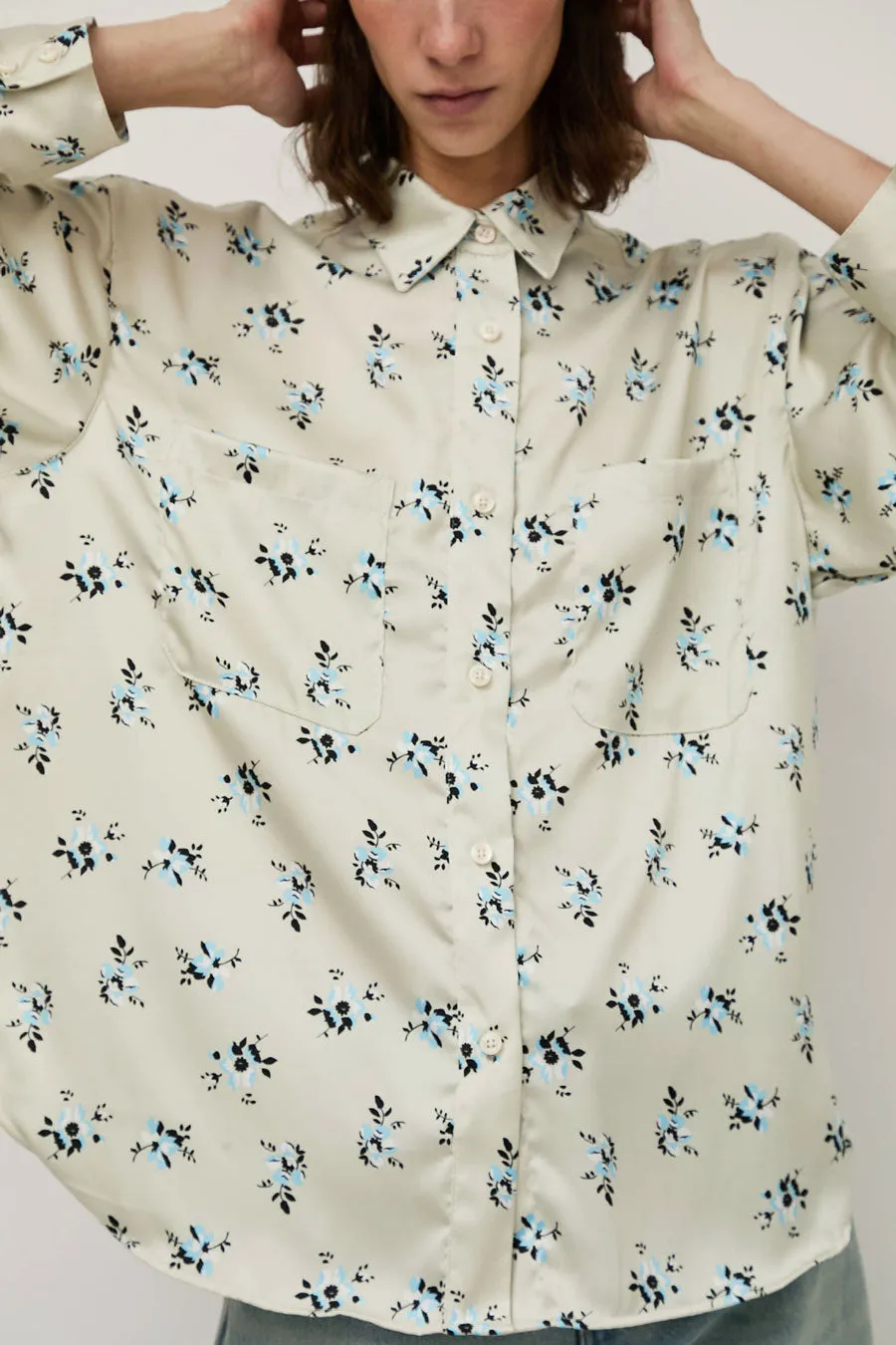 No.6 Lake Shirt in Cream and Blue Ditsy sold by No. 6