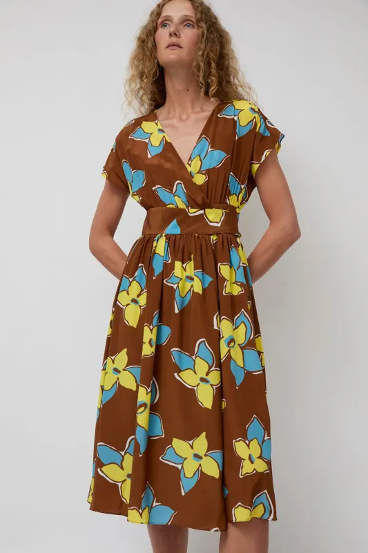 No.6 Scarlett Wrap Dress in Tobacco Stargazer sold by No. 6