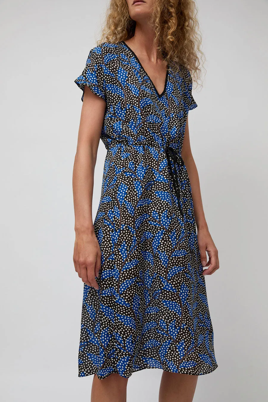 No.6 Magical Tie Dress in Black and Blue Dotted Leaf sold by No. 6 product image thumbnail 3