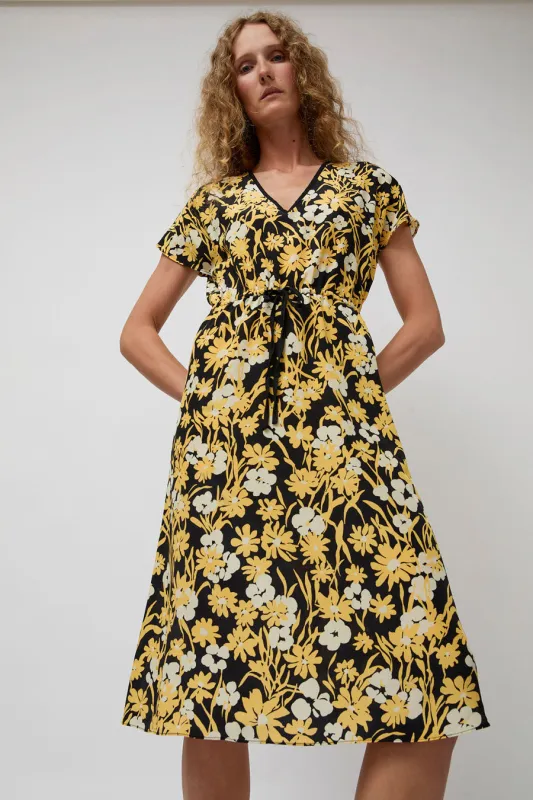 No.6 Magical Tie Dress in Black and Yellow Meadow made by No. 6